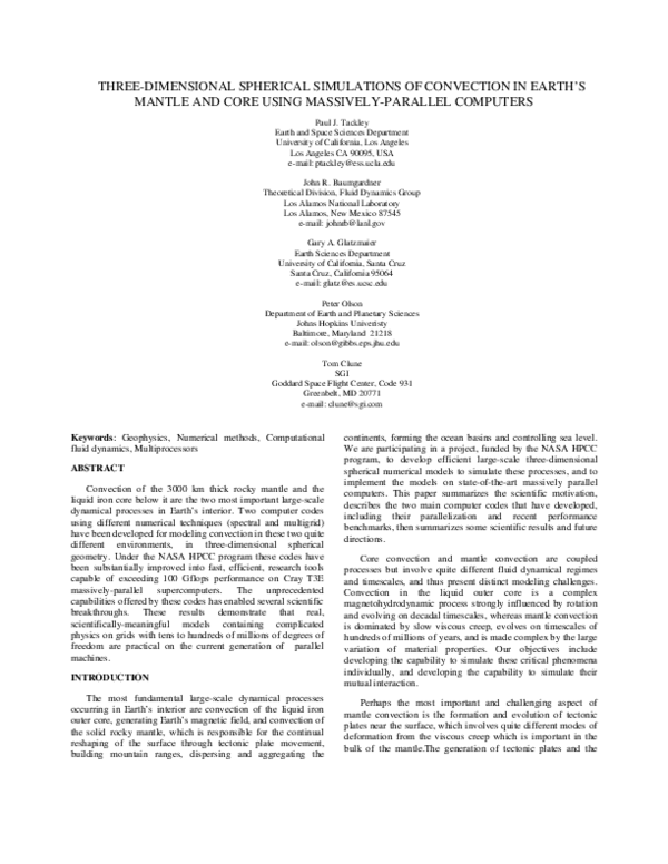 (PDF) Three-Dimensional Spherical Simulations of Convection in Earth’s ...