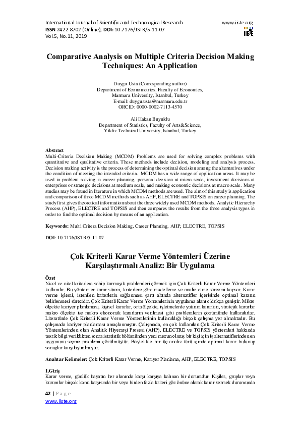 (PDF) Comparative Analysis on Multiple Criteria Decision Making ...