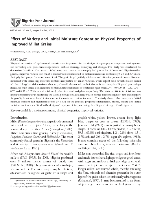 (PDF) Effect of Variety and Initial Moisture Content on Physical ...