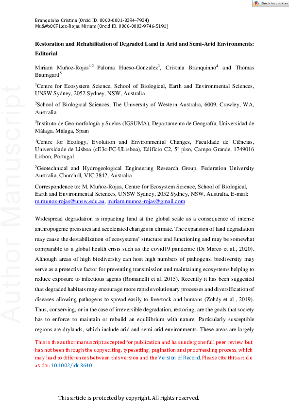 (PDF) Restoration and rehabilitation of degraded land in arid and ...