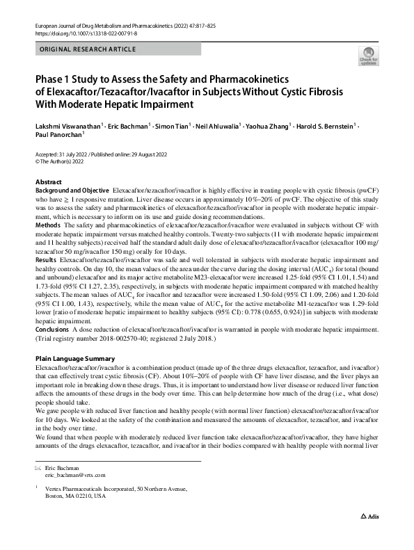 (PDF) Phase 1 Study to Assess the Safety and Pharmacokinetics of ...