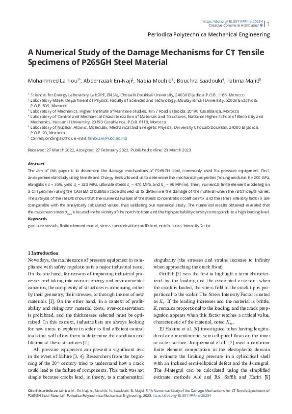 (PDF) A Numerical Study of the Damage Mechanisms for CT Tensile ...