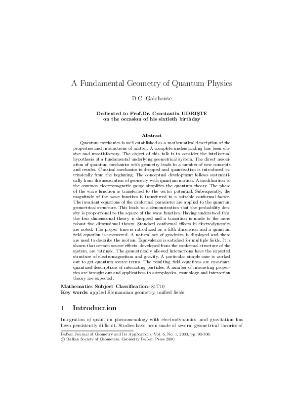 (PDF) A fundamental geometry of quantum physics