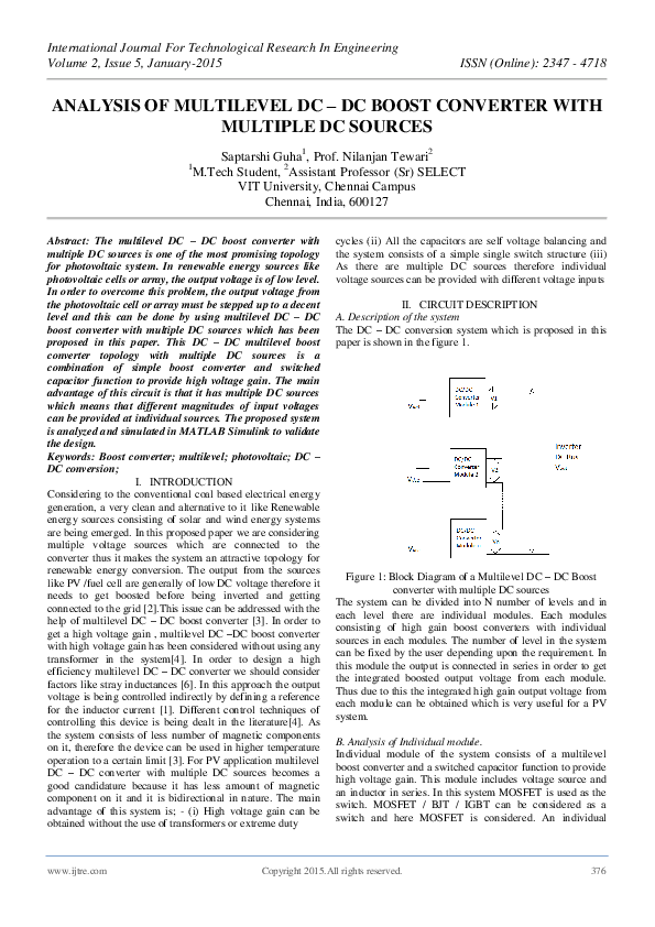 (PDF) Analysis of Multilevel DC – DC Boost Converter with Multiple DC ...