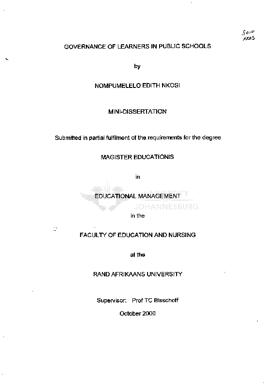 (PDF) Governance of learners in public schools