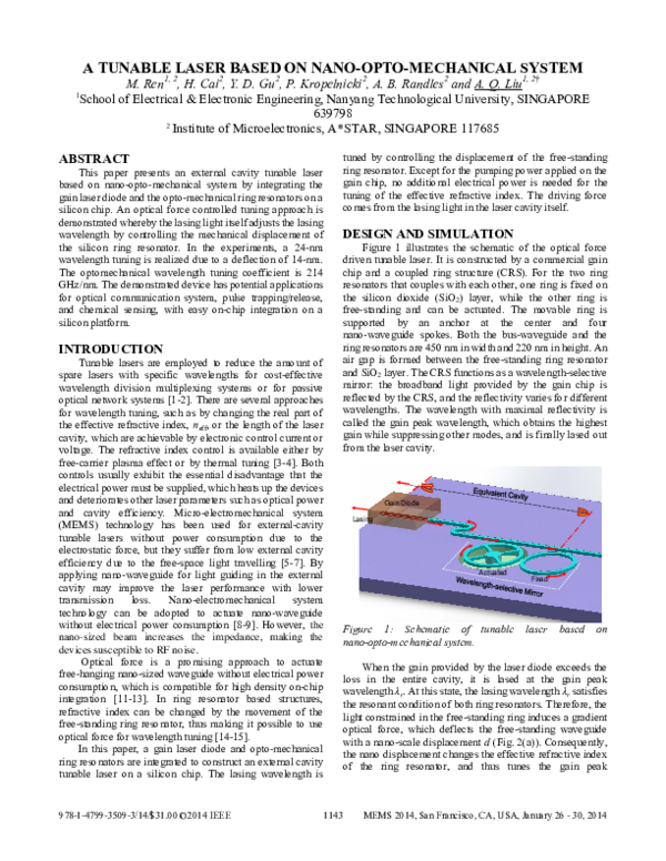 (PDF) An Tunable Laser Based on Nano-Opto-Mechanical System