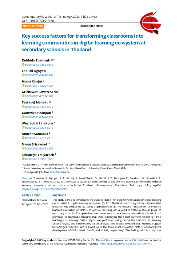 (PDF) Key success factors for transforming classrooms into learning ...