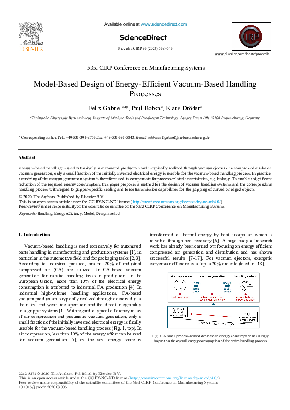 (PDF) Model-Based Design of Energy-Efficient Vacuum-Based Handling ...