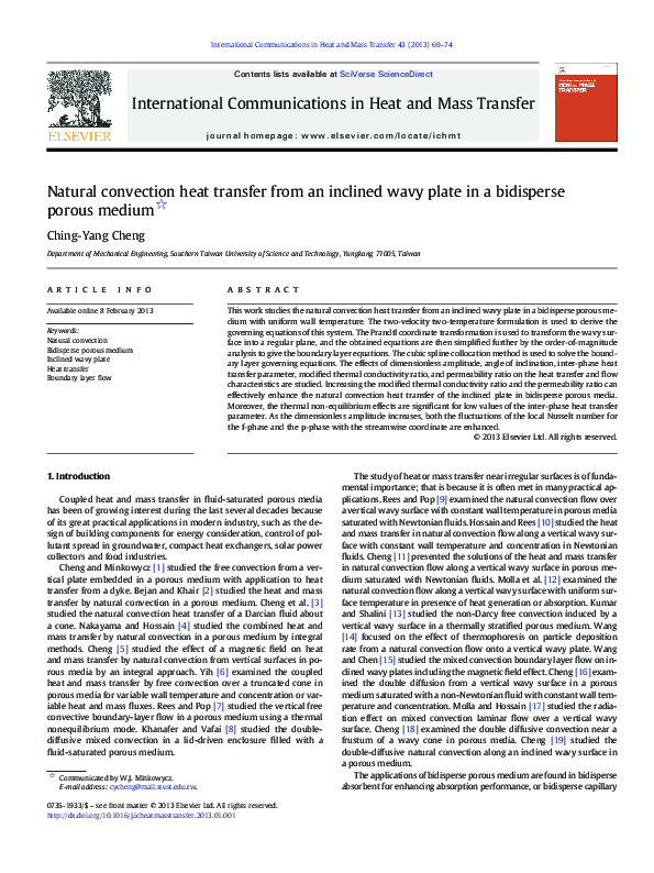 (PDF) Natural convection heat transfer from an inclined wavy plate in a ...