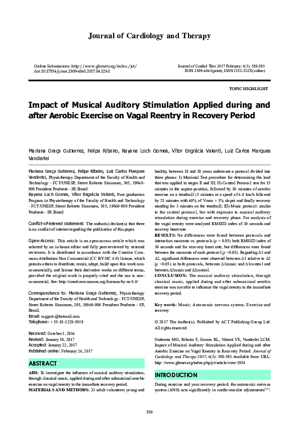 (PDF) Impact of Musical Auditory Stimulation Applied during and after ...