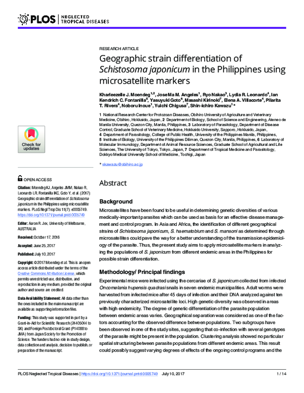 (PDF) Geographic strain differentiation of Schistosoma japonicum in the ...