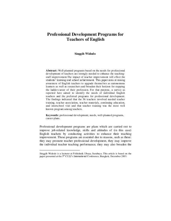 (PDF) Professional Development Programs for Teachers of English