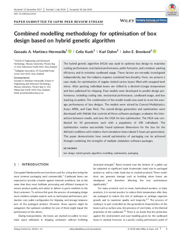 (PDF) Combined modelling methodology for optimisation of box design ...