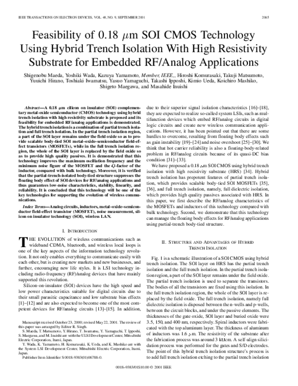 (PDF) Feasibility of 0.18 μm SOI CMOS technology using hybrid trench ...