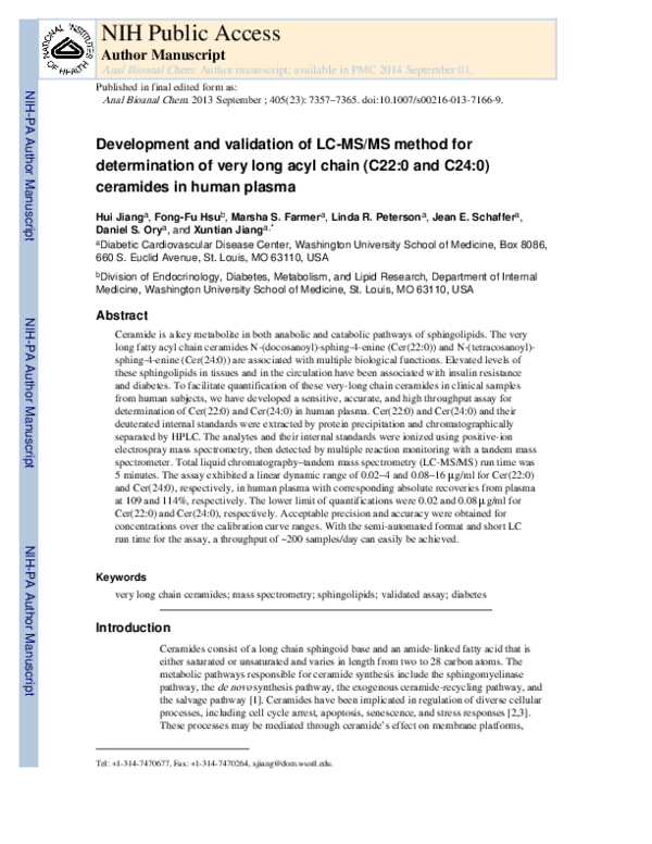 (PDF) Development and validation of LC-MS/MS method for determination ...
