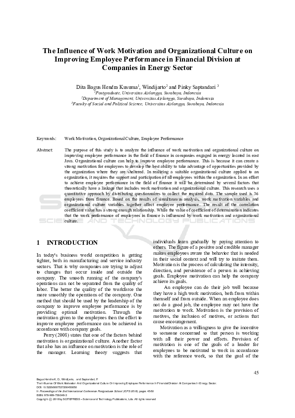 (PDF) The Influence Of Work Motivation And Organizational Culture On ...