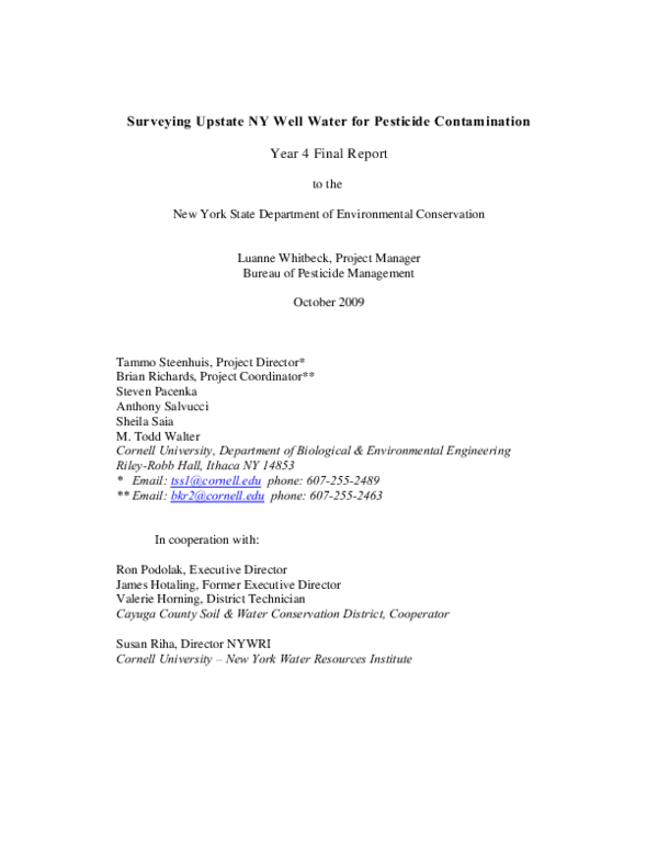 (PDF) Surveying Upstate NY Well Water for Pesticide Contamination ...