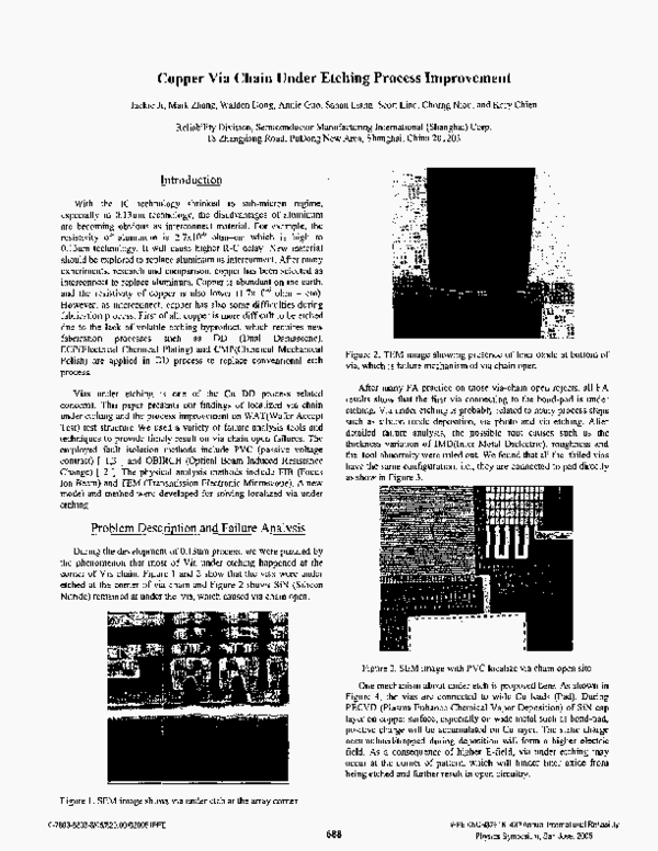 (PDF) Copper via chain under etching process improvement