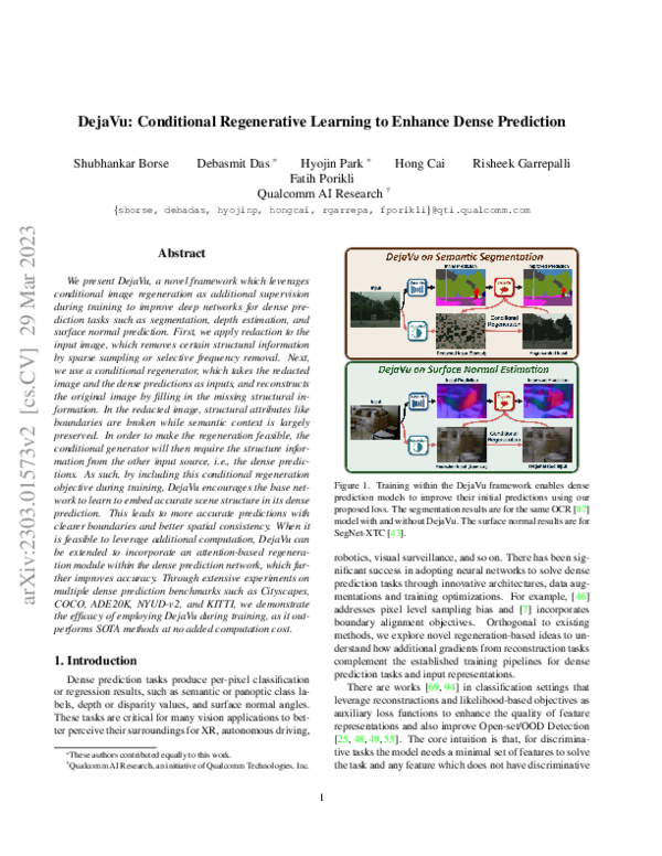 (PDF) DejaVu: Conditional Regenerative Learning to Enhance Dense Prediction