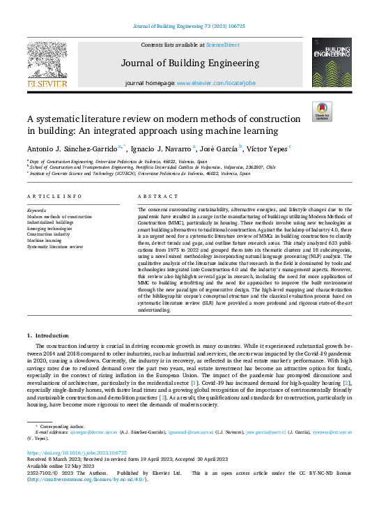 (PDF) A systematic literature review on modern methods of construction ...