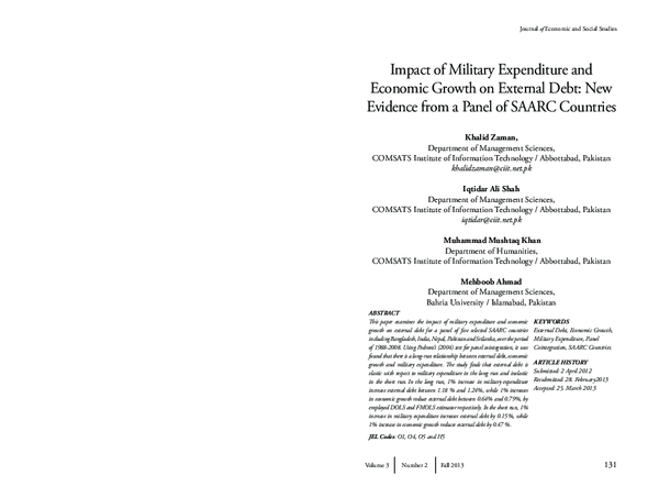 (PDF) Impact of Military Expenditure and Economic Growth on External ...