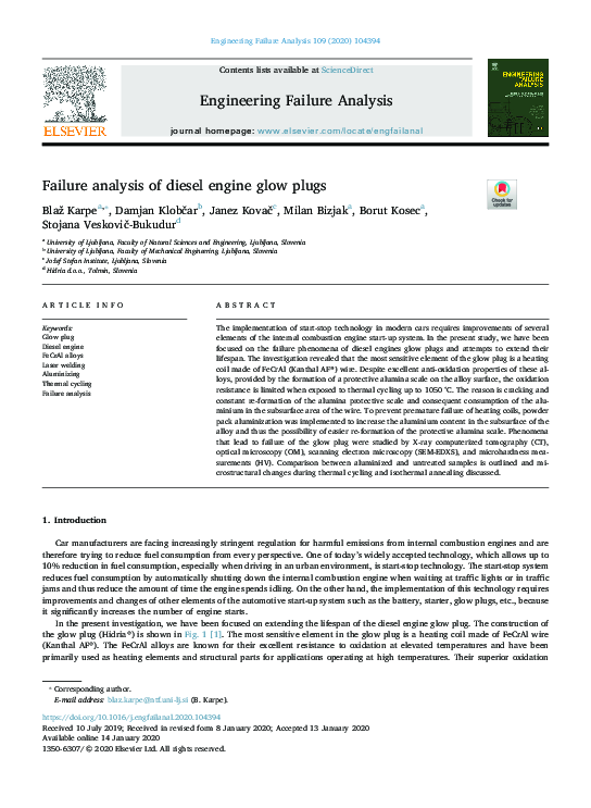 (PDF) Failure analysis of diesel engine glow plugs