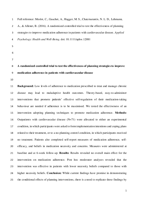 (PDF) A Randomised Controlled Trial to Test the Effectiveness of ...