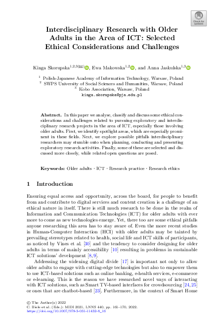 (PDF) Interdisciplinary Research with Older Adults in the Area of ICT ...