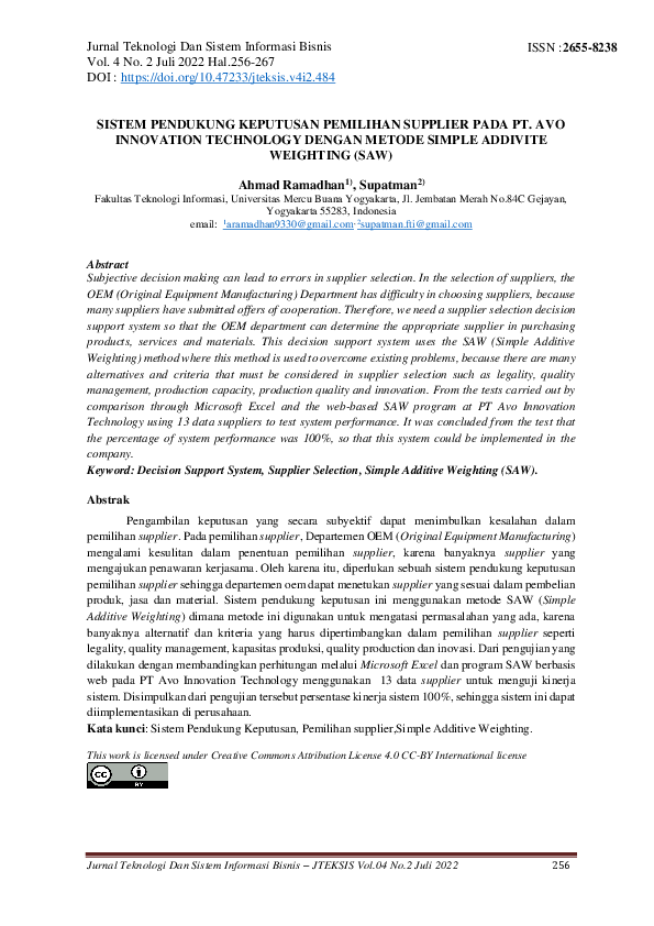 Pdf Sistem Pendukung Keputusan Pemilihan Supplier Botol Galon Pdf Sistem Pendukung Keputusan Pemilihan Supplier Botol Galon