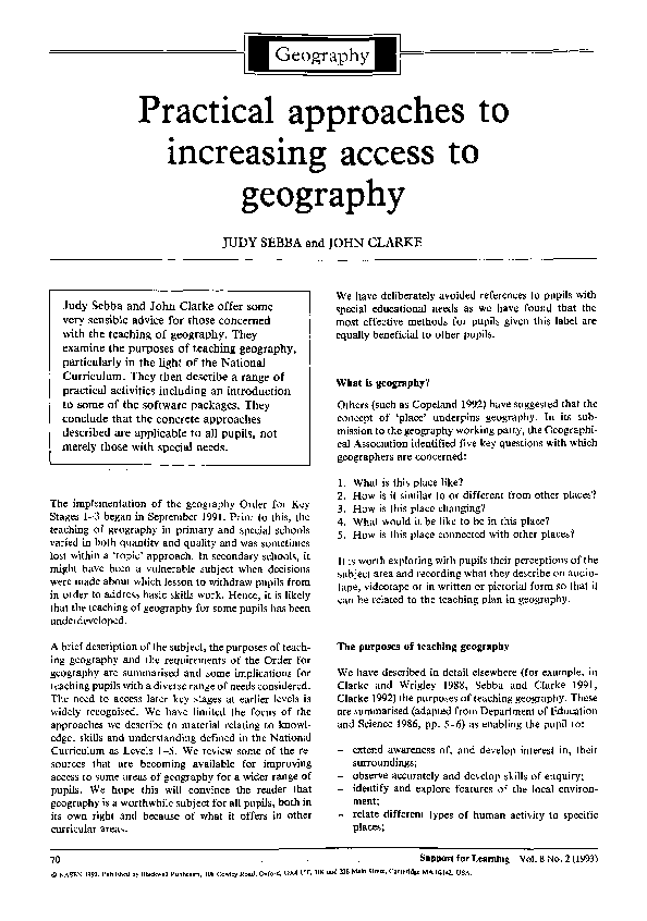 (PDF) Practical approaches to increasing access to geography