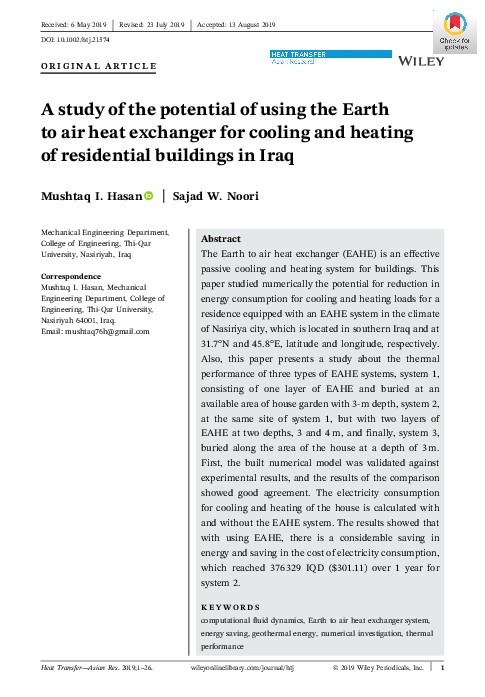 (PDF) A study of the potential of using the Earth to air heat exchanger ...