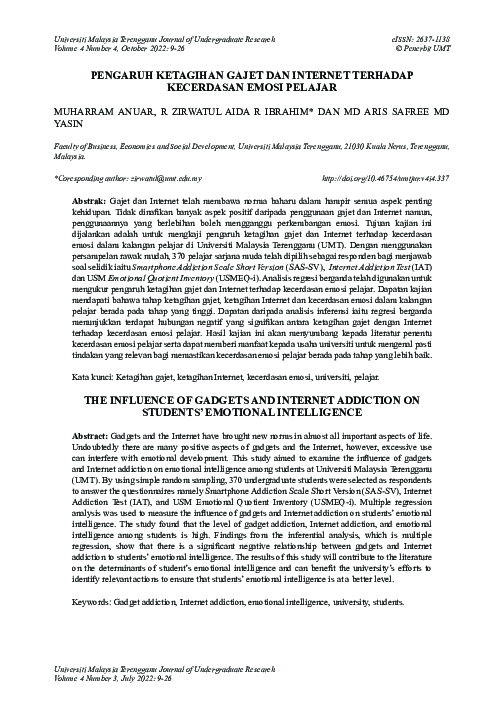 (PDF) Pengaruh Ketagihan Gajet Dan Terhadap Kecerdasan Emosi