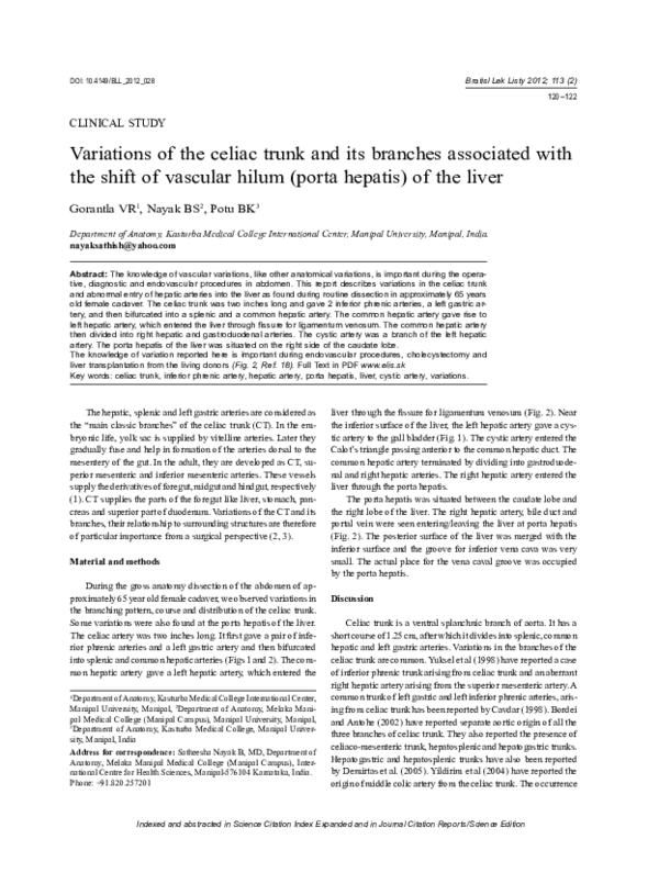 (PDF) Variations of the celiac trunk and its branches associated with ...
