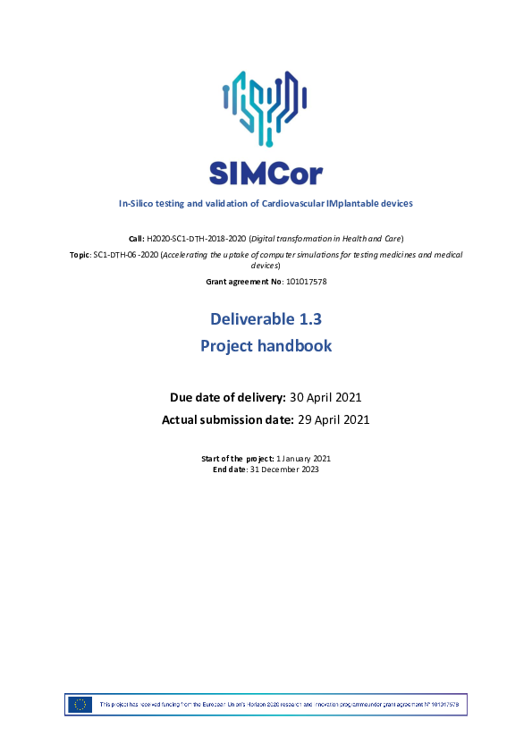 (PDF) SIMCor. Deliverable 1.3 - Project handbook
