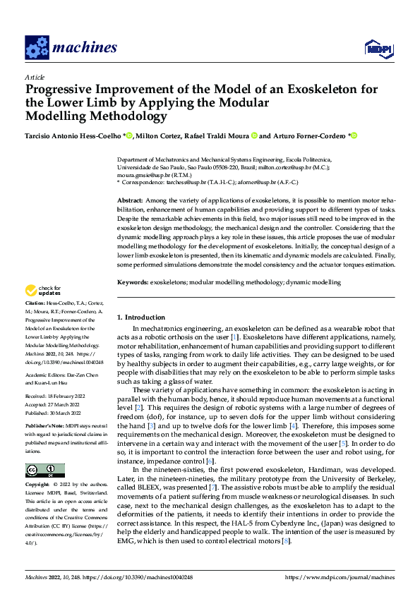 (PDF) Progressive Improvement of the Model of an Exoskeleton for the ...