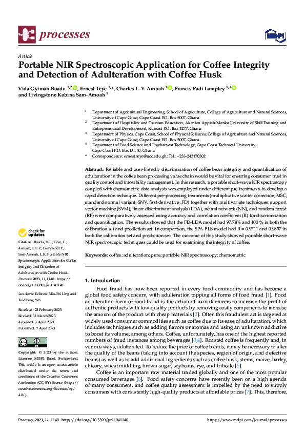 (PDF) Portable NIR Spectroscopic Application for Coffee Integrity and ...