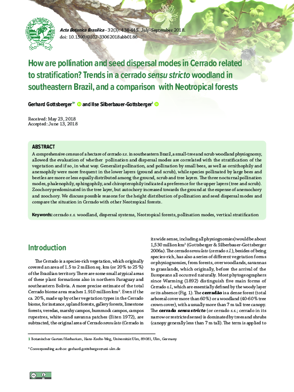 (PDF) How are pollination and seed dispersal modes in Cerrado related ...