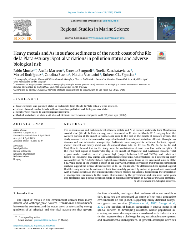 (PDF) Heavy metals and As in surface sediments of the north coast of ...