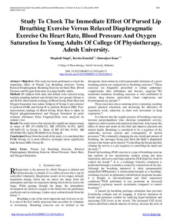 (PDF) Study To Check The Immediate Effect Of Pursed Lip Breathing ...
