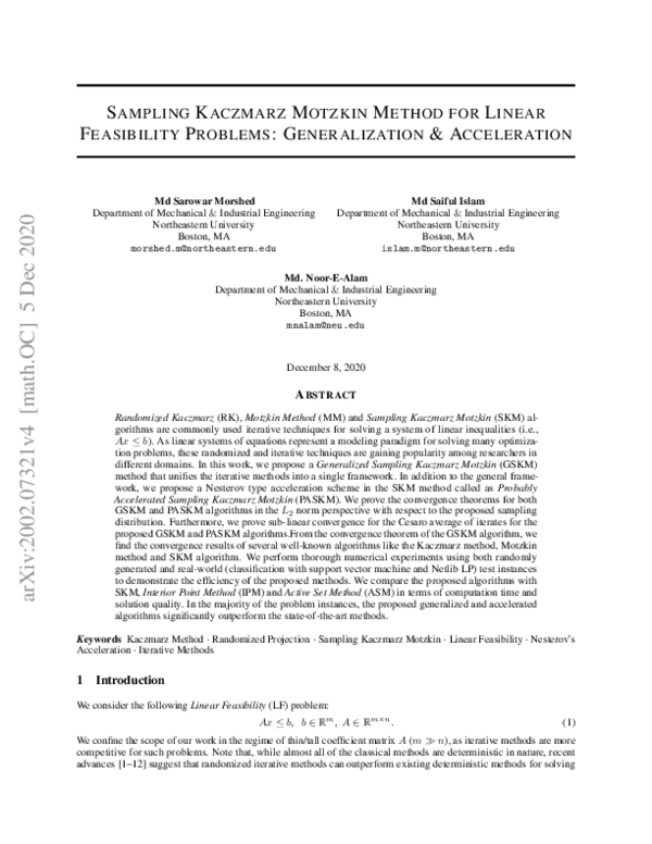 (PDF) On Generalization and Acceleration of Randomized Projection ...