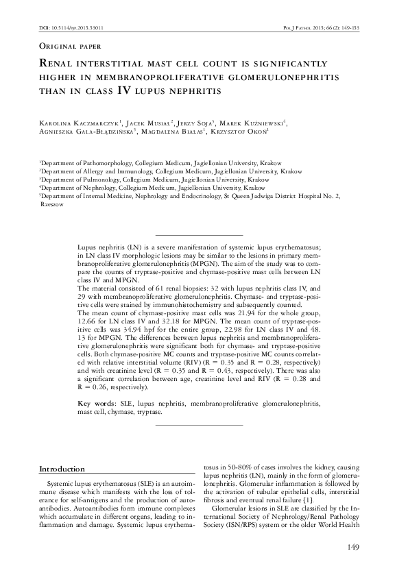 (PDF) Original paper Renal interstitial mast cell count is ...
