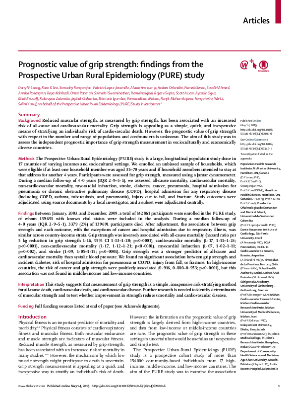 (PDF) Prognostic value of grip strength: findings from the Prospective ...