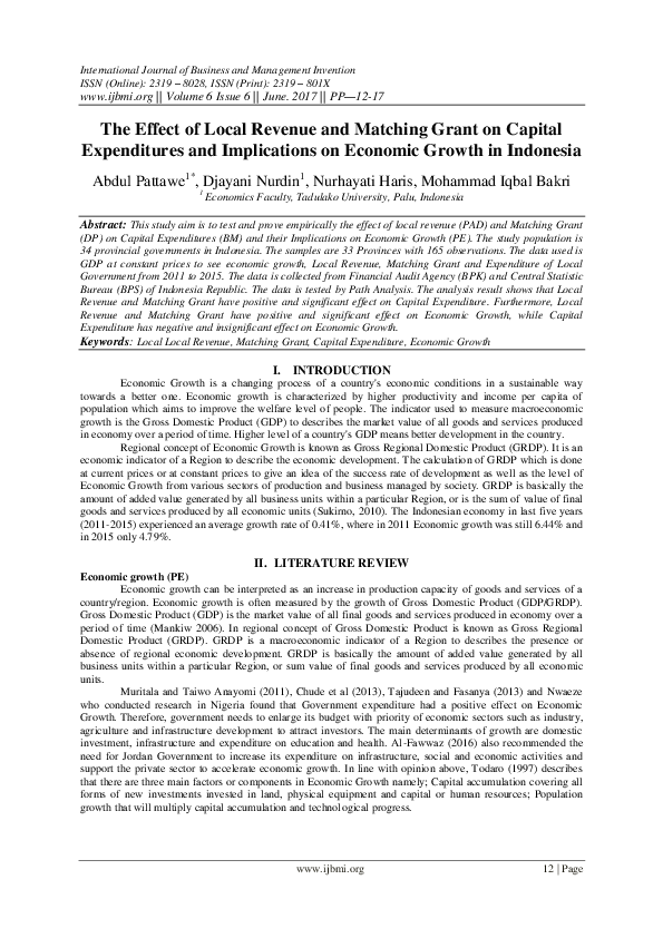 (PDF) The Effect of Local Revenue and Matching Grant on Capital ...