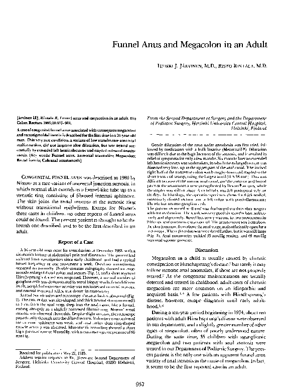 (PDF) Funnel anus and megacolon in an adult Risto Rintala Academia.edu