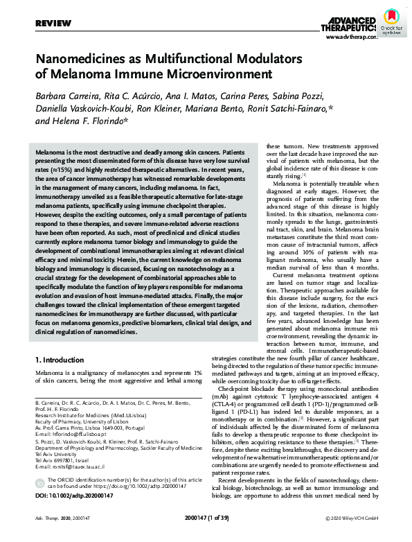 (PDF) Nanomedicines as Multifunctional Modulators of Melanoma Immune ...