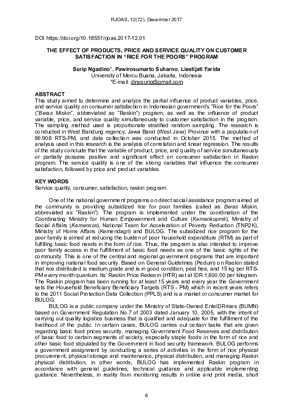 (PDF) The Effect of Products, Price and Service Quality on Customer ...