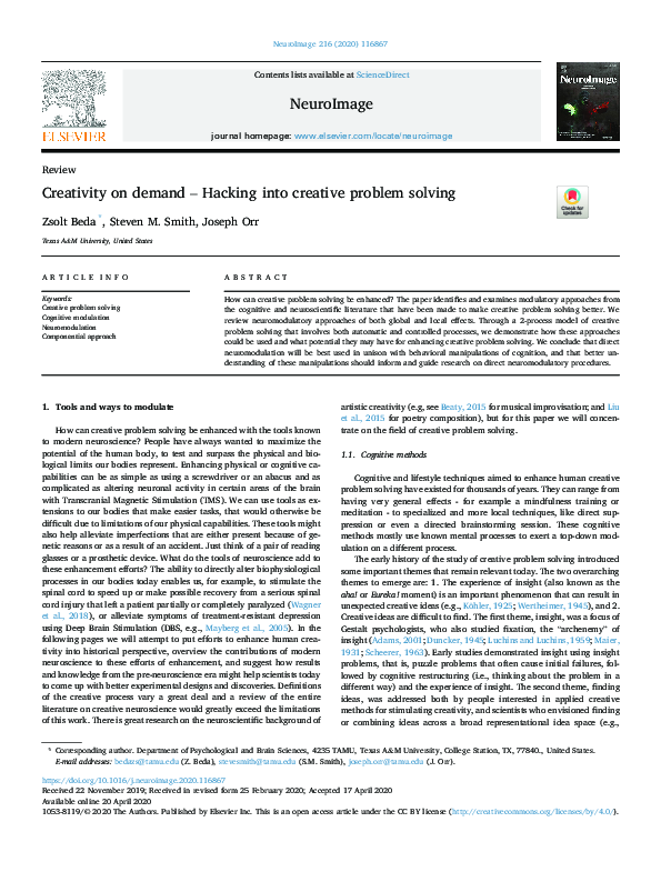 (PDF) Creativity on demand – Hacking into creative problem solving