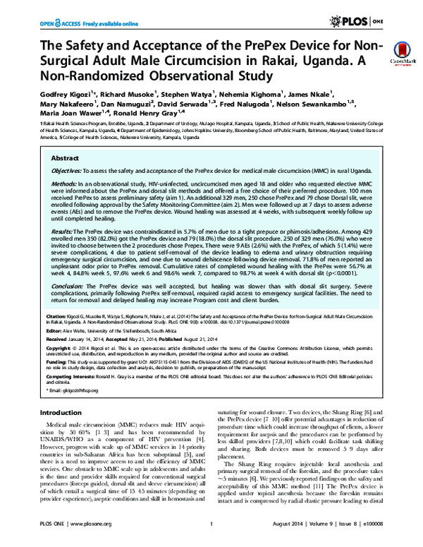 (PDF) The Safety and Acceptance of the PrePex Device for Non-Surgical ...
