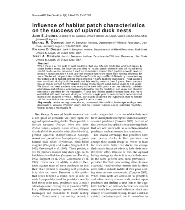 (PDF) Influence of habitat patch characteristics on the success of ...