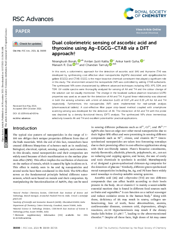 (PDF) Dual colorimetric sensing of ascorbic acid and thyroxine using Ag ...